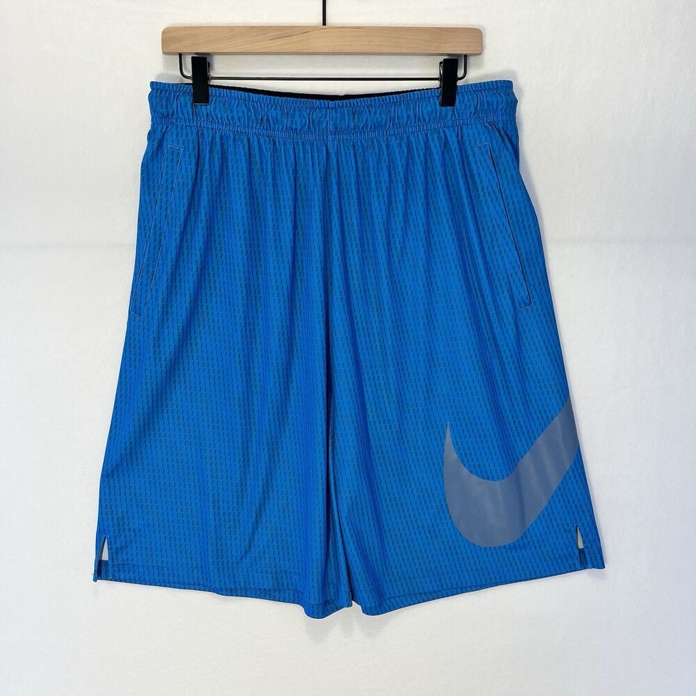 Nike Dri-Fit Active Basketball Shorts Men's XL Blue/Grey Drawstring Pockets Gym